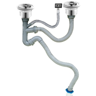 厨房洗菜盆下水管双槽排水管水槽下水器提篮落水器洗碗池防臭配件