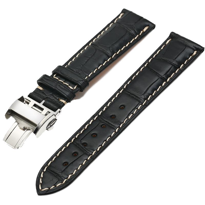 浪琴表带真皮原装美洲鳄鱼皮适用于八针月相军旗名匠手表带男女士