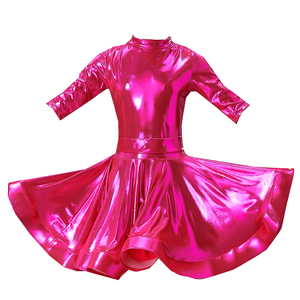 高端珠光款女童拉丁舞蹈服春夏时尚表演出服专业比赛规定服大裙摆