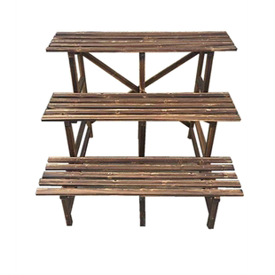 碳化防腐木花架阳台实木花架阶梯花架三层花盆架多层花架拐角花架