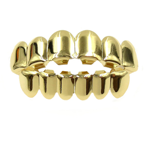 hiphop嘻哈枪黑色小丑joker同款说唱teeth grillz镀金牙套大金牙