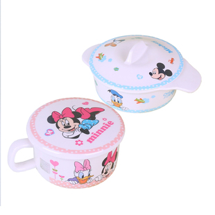 迪士尼宝宝婴儿专用碗捕食碗勺套装餐具可爱卡通密胺防摔防烫盖碗