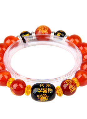 厚德居红玉髓黑玛瑙血檀手链貔貅