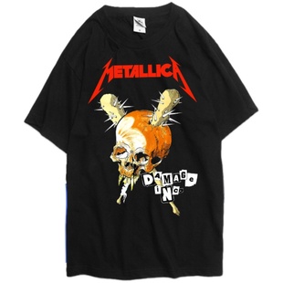 METALLICA重金属乐队鞭挞金属短袖宽松新疆棉摇滚乐队重磅定制