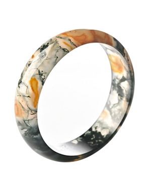 旺夫冰透绿色细条缠丝玛瑙手镯