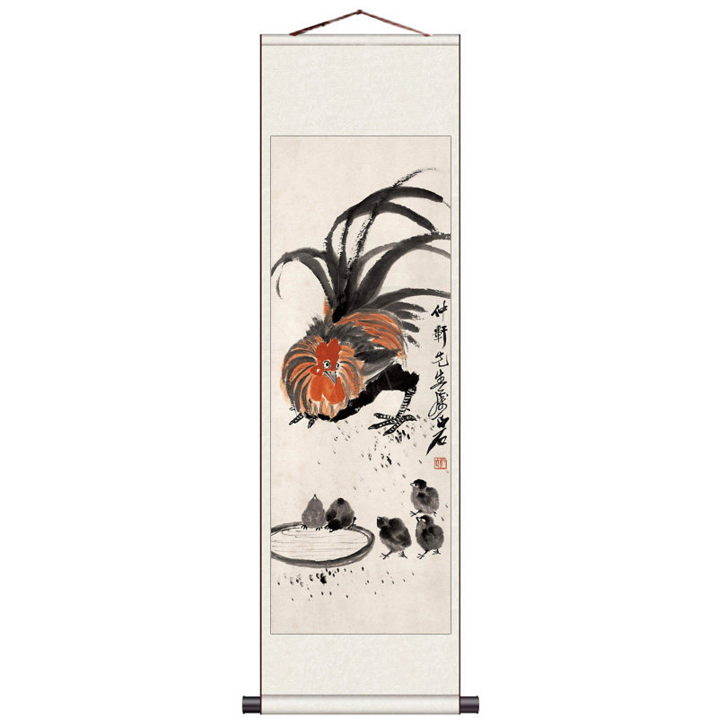 招财葫芦国画菊花背景墙装饰