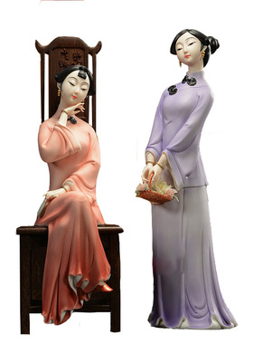人物仕女古典美女德化工艺品摆件