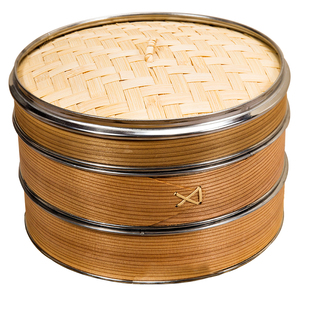 不锈钢木蒸笼竹编小笼包加深竹制蒸笼竹笼屉包子蒸笼手工蒸屉蒸格