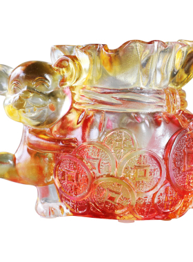 古法琉璃十二生肖笔筒老鼠摆件