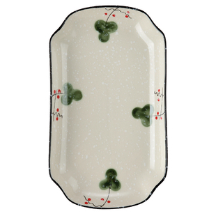 青花瓷 10-12英寸长方形鱼盘 家用陶瓷餐具 厨房装菜盘子餐盘托盘