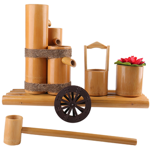 烘干竹流水鱼缸石槽摆件过滤器竹筒流水竹子装饰开业礼品招财流水