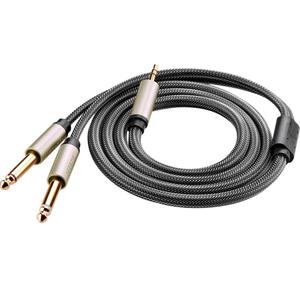 绿联3.5转双6.5音频线一分二6.35mm大二芯手机电脑笔记本连接线双声道调音台音响喇叭音箱话筒电视机公对公