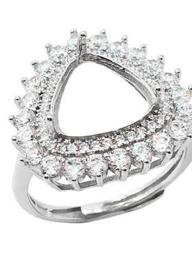 diy925银三角配件加工戒指空托