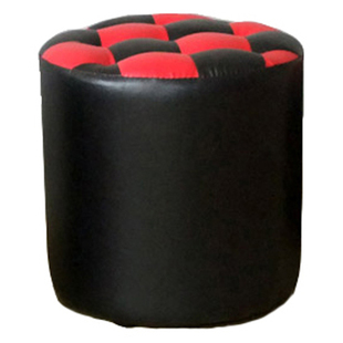 黑加红小矮皮凳子 软圆墩垫脚登踏 茶几ktv沙发 扁地低矬穿换鞋凳