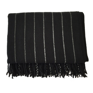 欧美日系秋冬外贸百搭仿羊绒黑白色条纹细条纹围巾披肩加厚大男女
