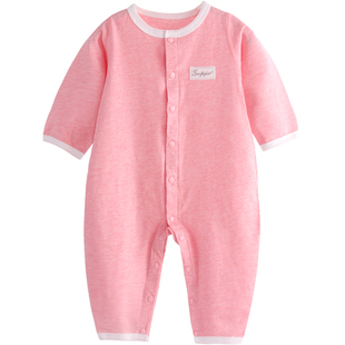 宝宝连体衣薄款夏季纯棉长袖哈衣婴儿衣服春秋爬服无骨夏装空调服