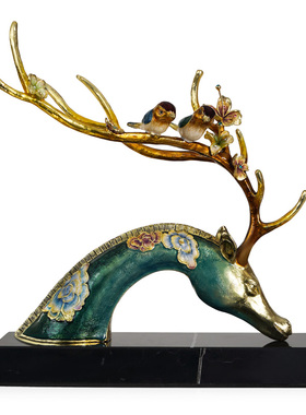 罗比罗丹珐琅彩电视柜梅花鹿摆件