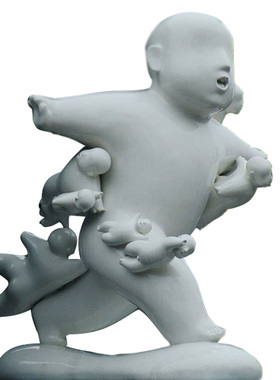 玻璃钢彩绘童趣小孩定制城市雕像