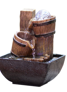 小摆件喷泉生日礼物桌面风水轮