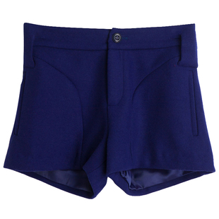 VIVIAN LIU/红英 G1669501冬女装口袋修身羊毛呢短裤高腰显瘦靴裤