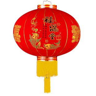 灯笼2024年新款龙年春节装饰新年大门口植绒带灯大红挂饰阳台户外