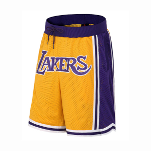 湖人詹姆斯同款短裤子宽松刺绣大码透气休闲嘻哈复古篮球五分裤潮