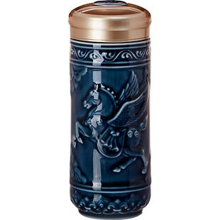 乾唐轩飞黄腾达八骏齐发便携陶瓷水杯子带盖男活瓷杯马礼盒套装