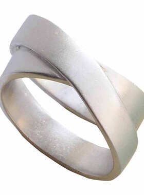 重工磨砂戒指交叉情侣款ins纯银