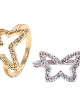 forangle欧美ins皓石蝴蝶戒指