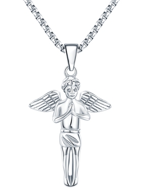 潮牌钛钢小天使吊坠酷吊坠项链