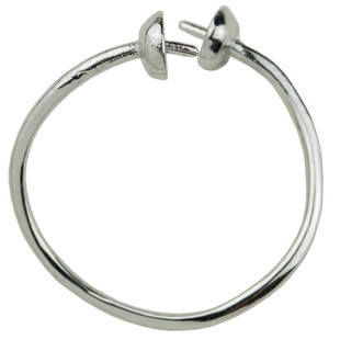 s925纯银双珍珠位简约圆珠戒指托空托银托绕绿南红蜜蜡水晶5至8mm