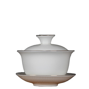 功夫茶具陶瓷高白冲茶碗象牙白莹润大号白瓷盖碗茶杯泡茶三才盖杯