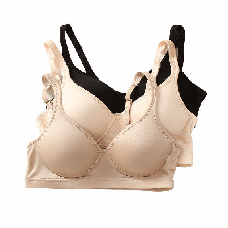 女双面针织真丝夏文胸42针背心100%桑蚕丝无钢圈薄款胸罩大码透气