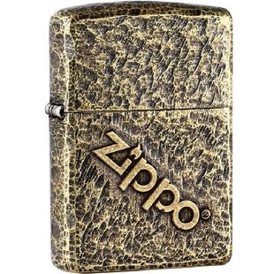 ZIPPO打火机官方正品 防风芝宝做旧陨石坑横标送男士朋友生日礼物