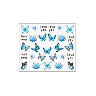 美甲新款水印贴纸 ins欧美风情彩色繁花蝴蝶水印贴花nail