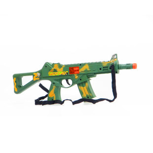 六一幼儿园表演道具枪42cm迷彩军绿震动火石枪儿童玩具冲锋枪背带