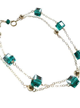 双层祖母绿包金时尚风水晶手链