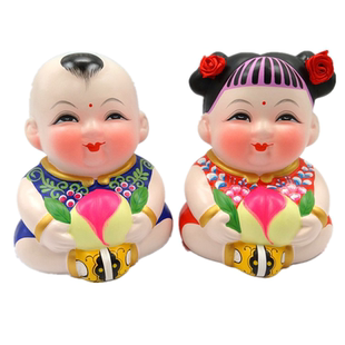 无锡惠山泥人精品泥塑彩塑特色手工艺品仙桃大阿福出国礼品摆件