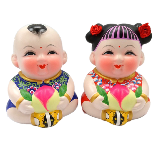 无锡惠山泥人精品泥塑彩塑特色手工艺品仙桃大阿福出国礼品摆件