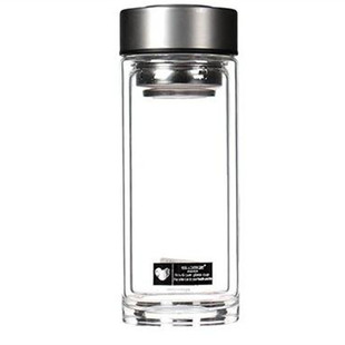 亚泰水晶贵族水晶杯子 双层耐热玻璃杯 带滤网防爆高档茶水分离杯