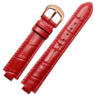 代用罗西尼凸口手表带rossini516732女款真皮表链 红色蓝15X10mm