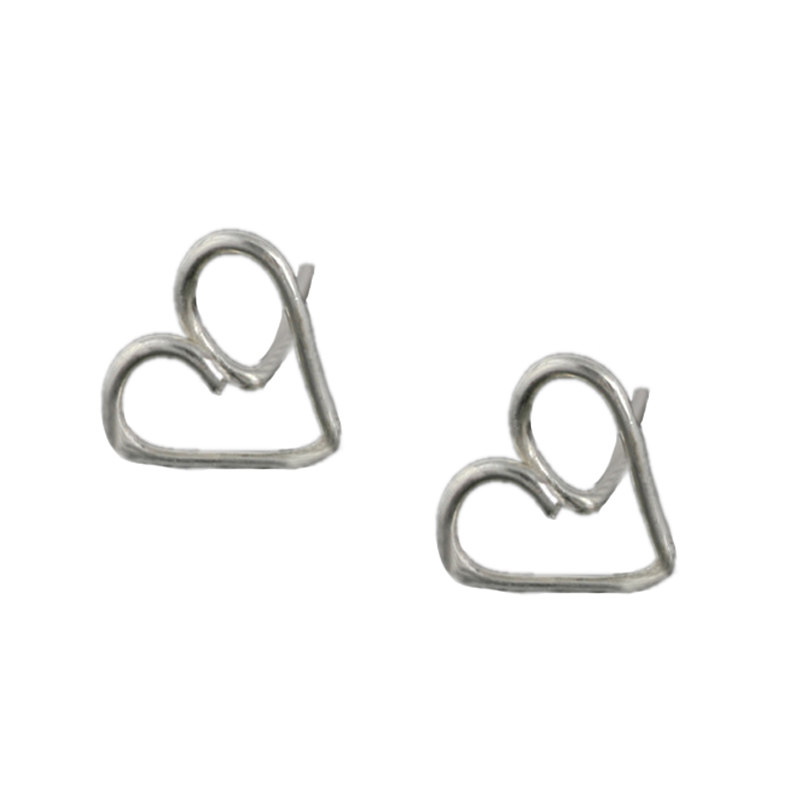 素元 S990纯银爱心形耳钉 素银防过敏养耳朵14K包金心型迷你耳饰