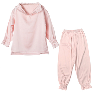 真丝绸小孩公主风翻领家居服套装