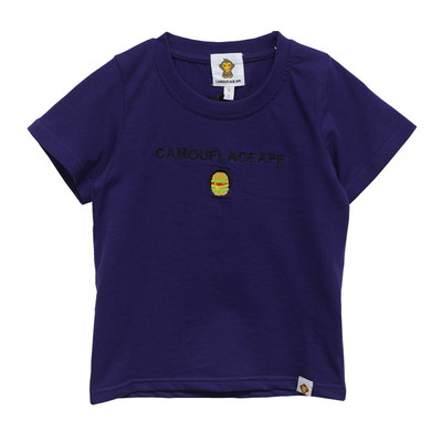 猿猴紫色字母刺绣背心短袖t恤