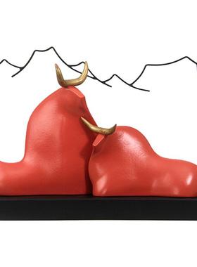 雨彤家居陶瓷摆件创意送礼影青牛