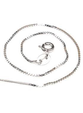 s925纯银项链盒子链diy配件小孔