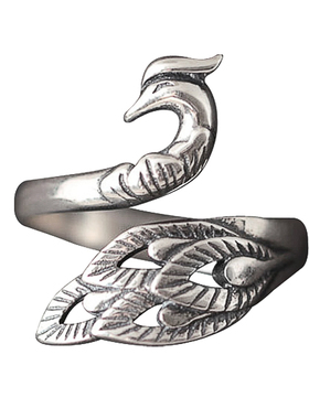 复古风纯银孔雀食指开口手饰品