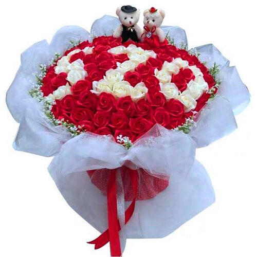 新款99朵仿真玫瑰花束成品香皂玫瑰花束生日情人节元旦圣诞节礼品