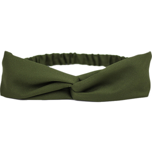 纯色橄榄绿黑色藏青麻料复古日系韩国兔耳朵交叉松紧发带发饰发箍