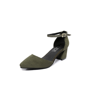 5cm中跟凉鞋女夏粗跟简约一字扣包头罗马鞋尖头ol高跟鞋春季单鞋